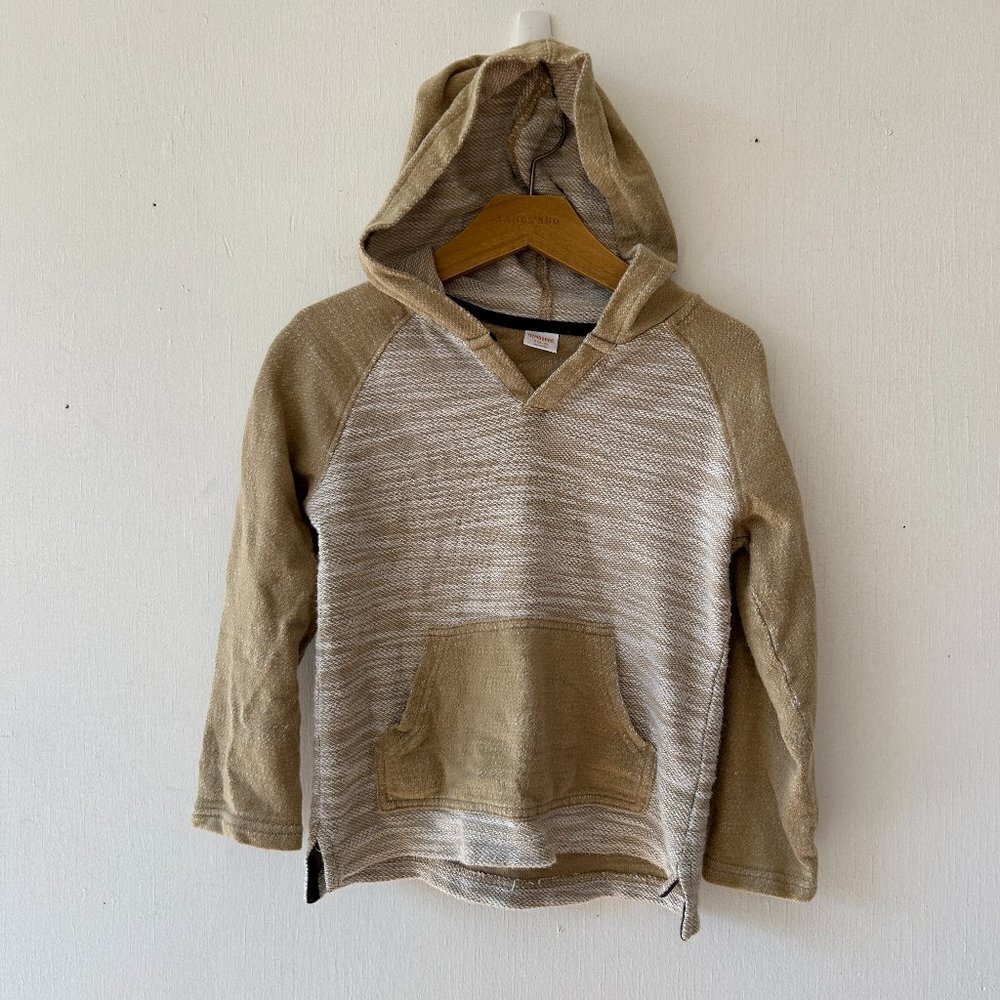 Gymboree‎ Sweater Boys Small Hooded Beige Pullover Pocket Minimalist Old Money